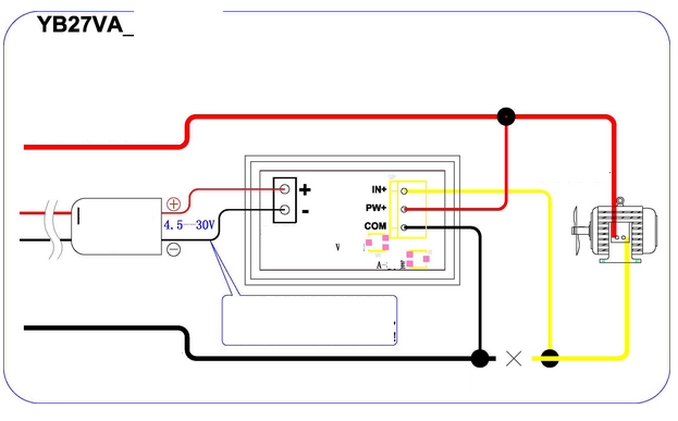 วัดDC volt0-100 วัดกระแส-50A ในตัวเดียวกันสีแดงรวมRshuntแล้ว